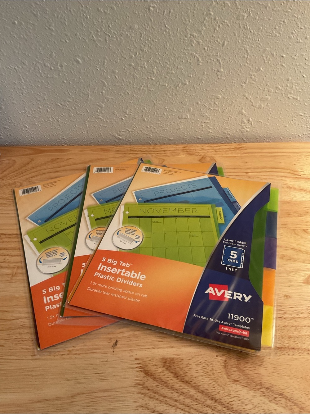 3 Pack ! Avery 5 Big Tab Insertable Plastic Dividers 11900 Lot Of 3 Packages
